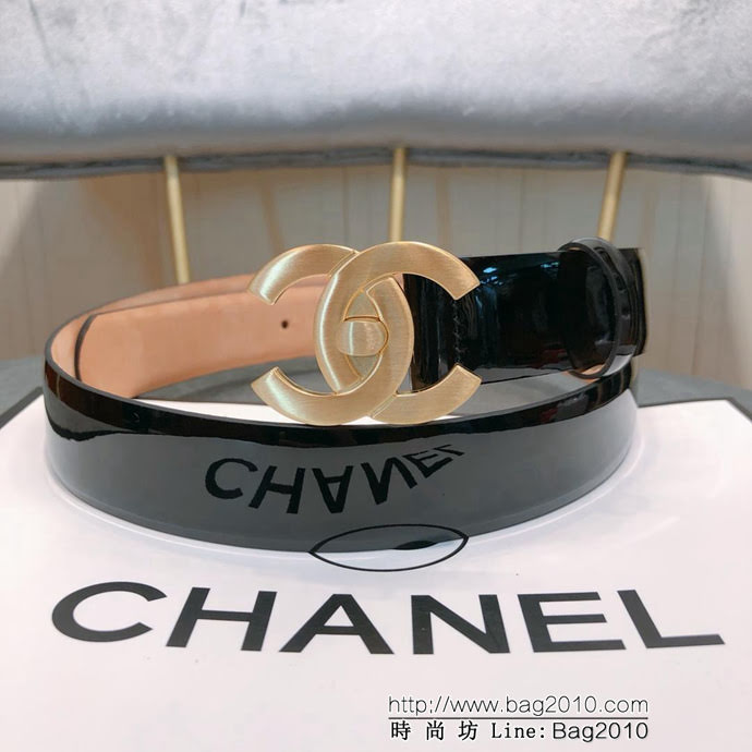 CHANEL香奈兒 18新款 31mm精品 cc經典銅扣 進口皮漆皮面料 時尚百搭款皮帶 網紅熱銷款  xfp1157